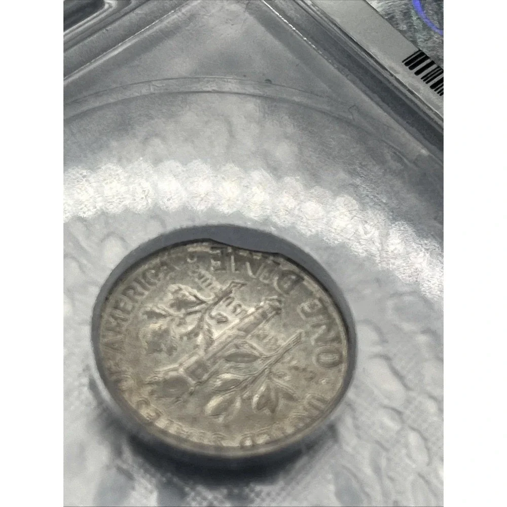 1964 Roosevelt Silver Dime - ICG AU55 - MAJOR CLIPPED PLANCHET MINT ERROR